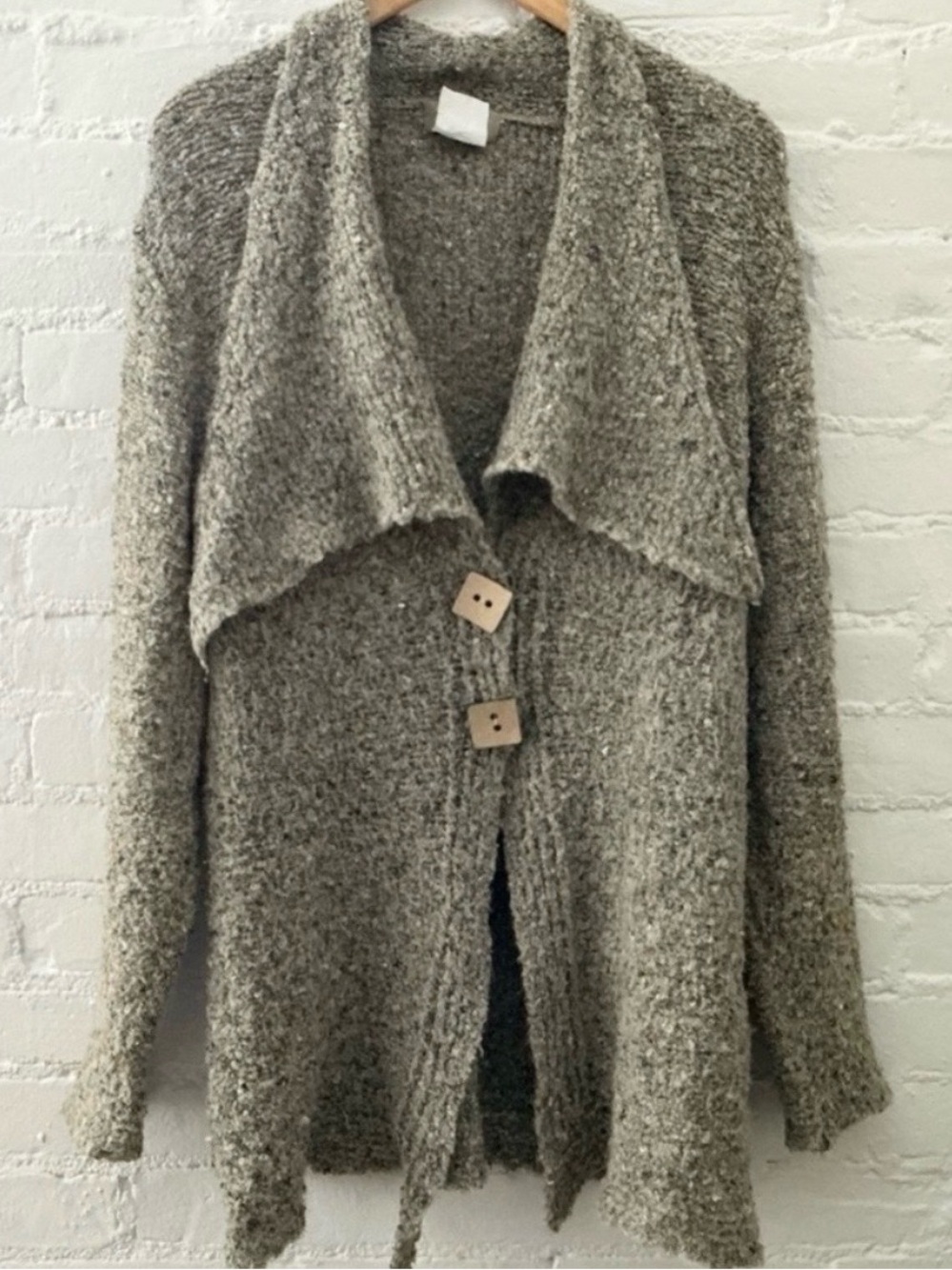 Parkhurst Shawl Collar Chunky Knit Cardigan Sweater Boho Lagenlook Fall Layer L